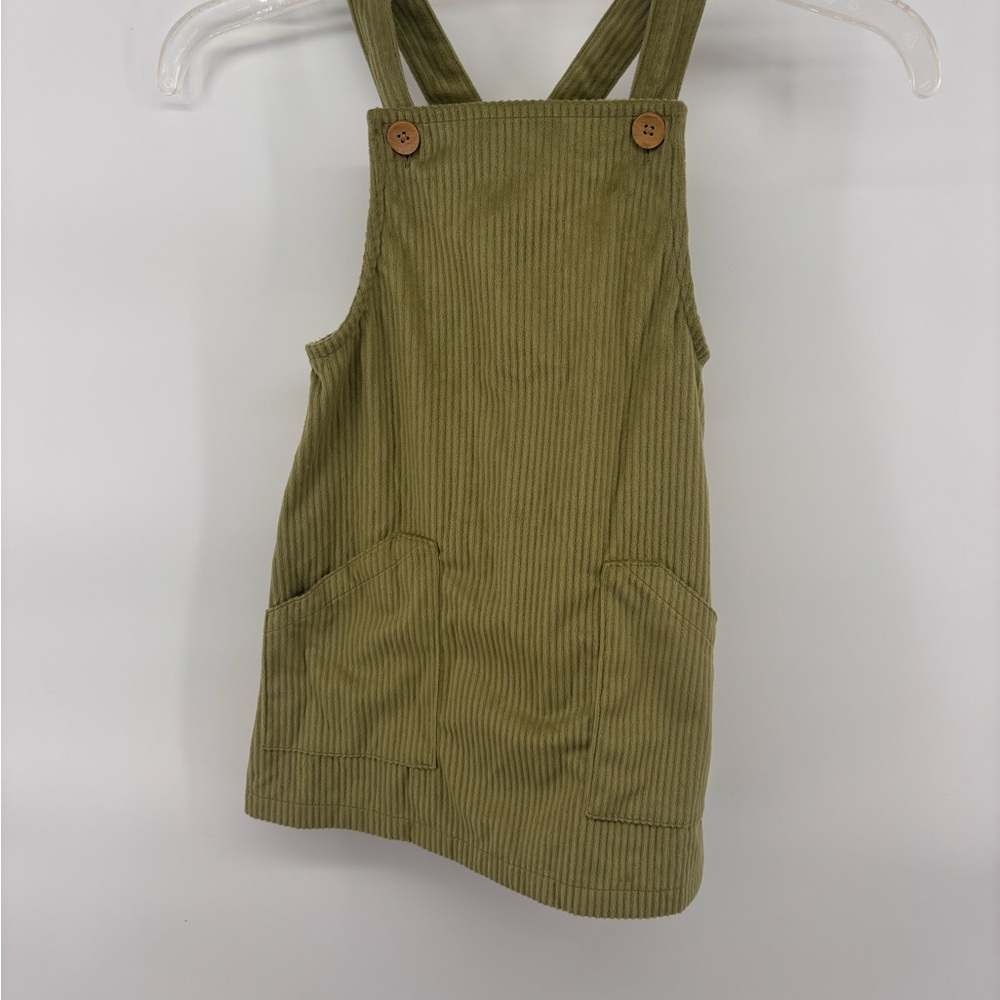 Lucky Penny Girls Olive Green‎ Corduroy Jumper Dress Pinafore Size 4